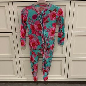 Posh Peanut Pink and Teal Floral Footie